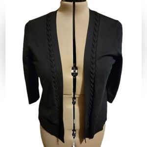 🔖👉 Pendleton Silk Blend Open Front Cardigan 3/4 Sleeve Sz L Black